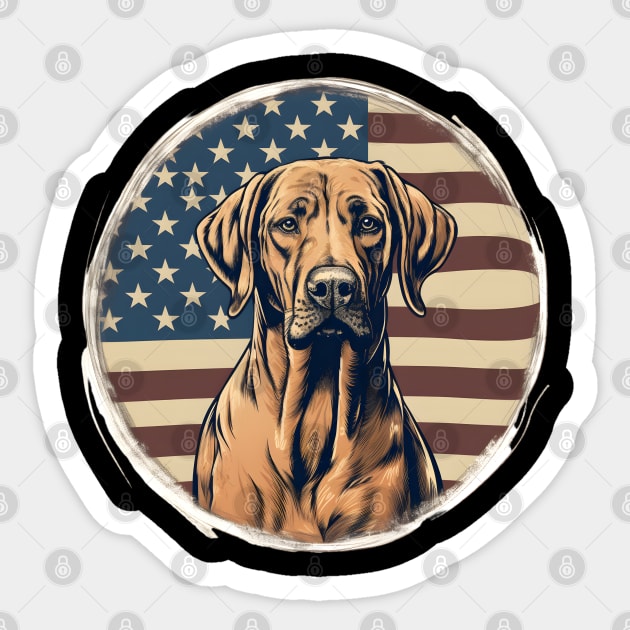 Rhodesian Ridgeback 4th of July Sticker by NatashaCuteShop